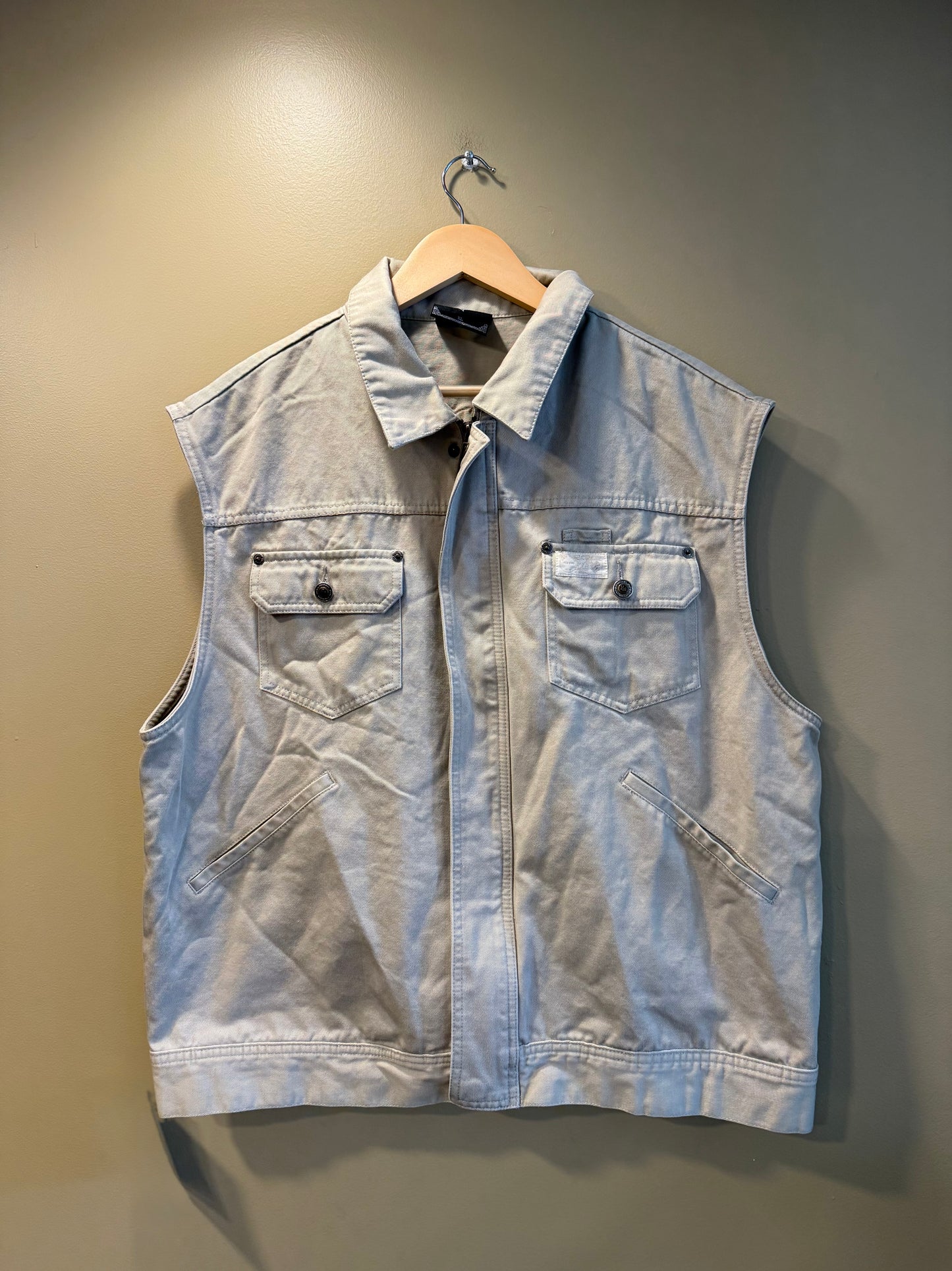 Vintage Rocawear Tan Denim Jacket Vest- XL