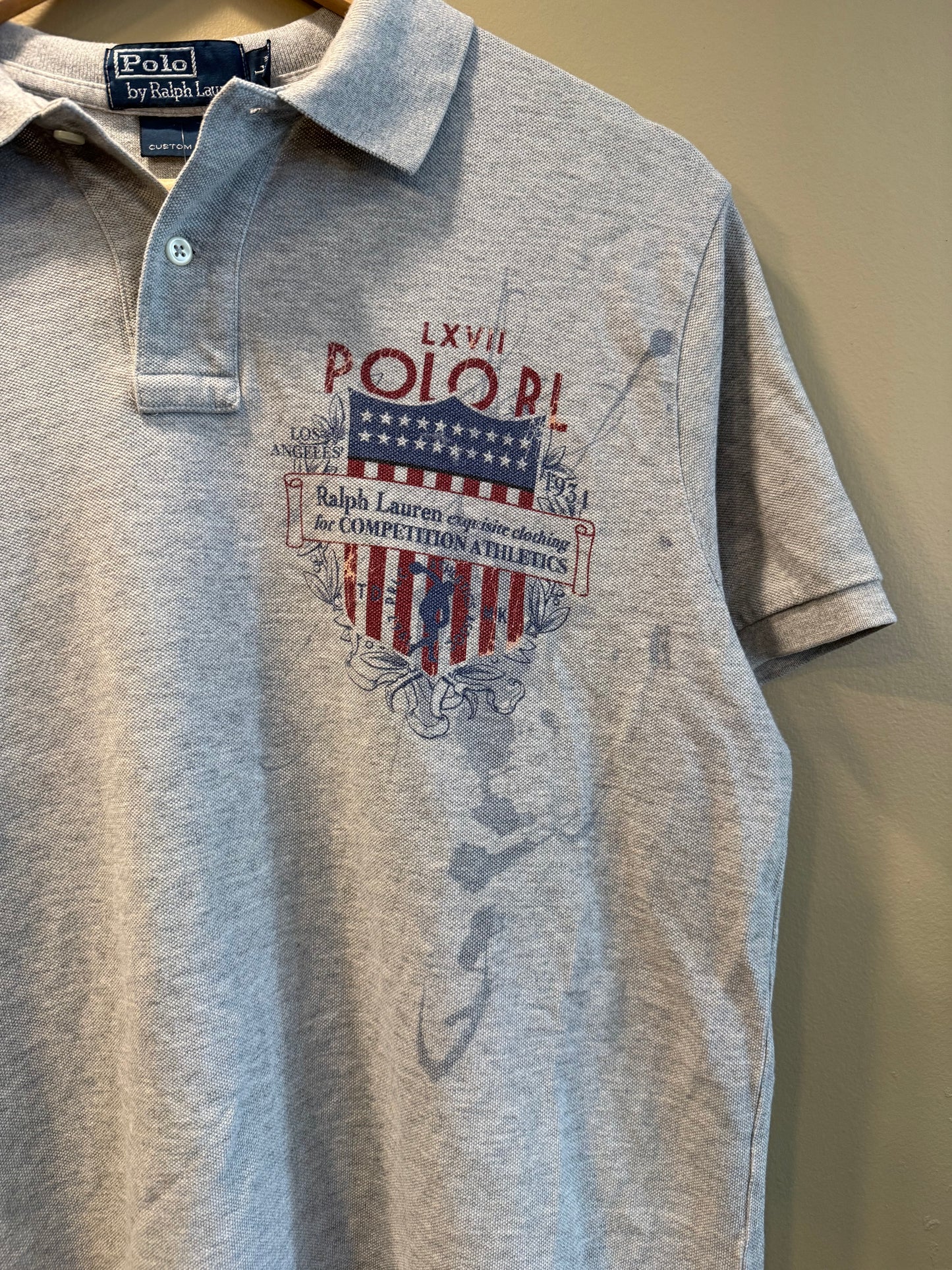 Vintage Polo Ralph Lauren Gray USA Polo Shirt- L