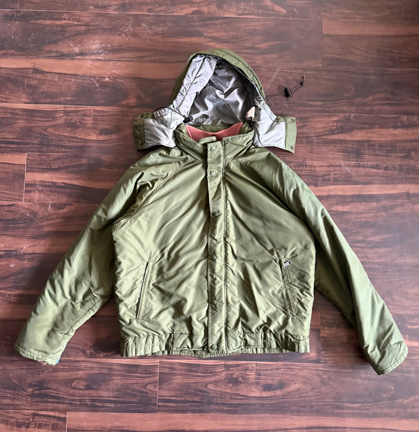 Vintage R&R Green Removable Hood Military Jacket- L