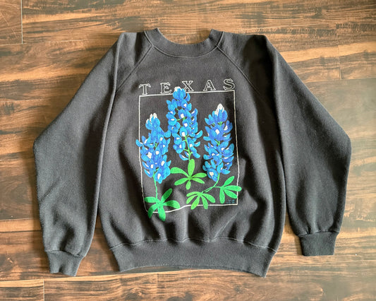 Vintage Texas Blue Bonnet Flower Crewneck Sweatshirt- M