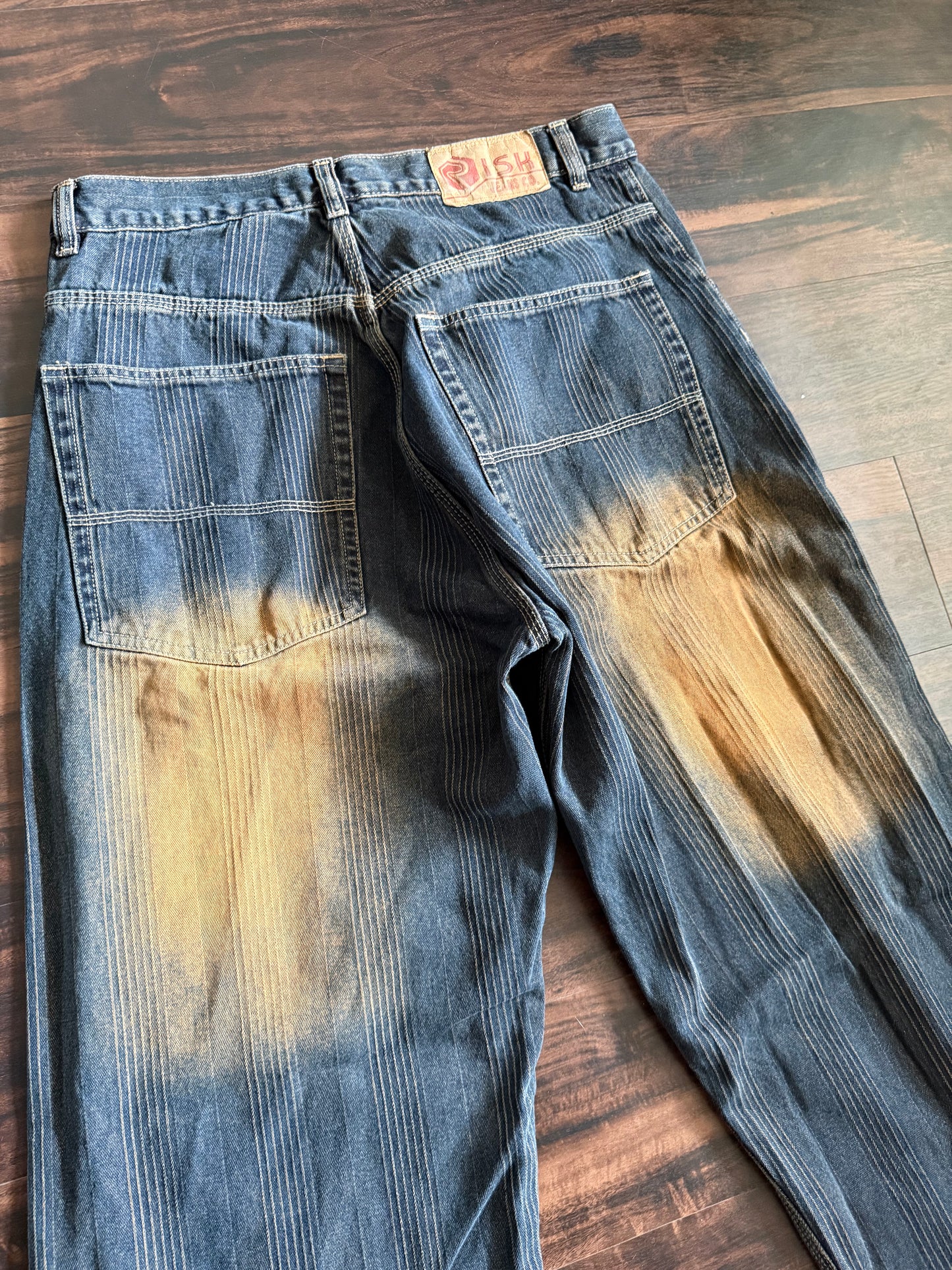 Vintage Y2K Risk Jeans Faded Dark Wash Denim Jeans- 34x34