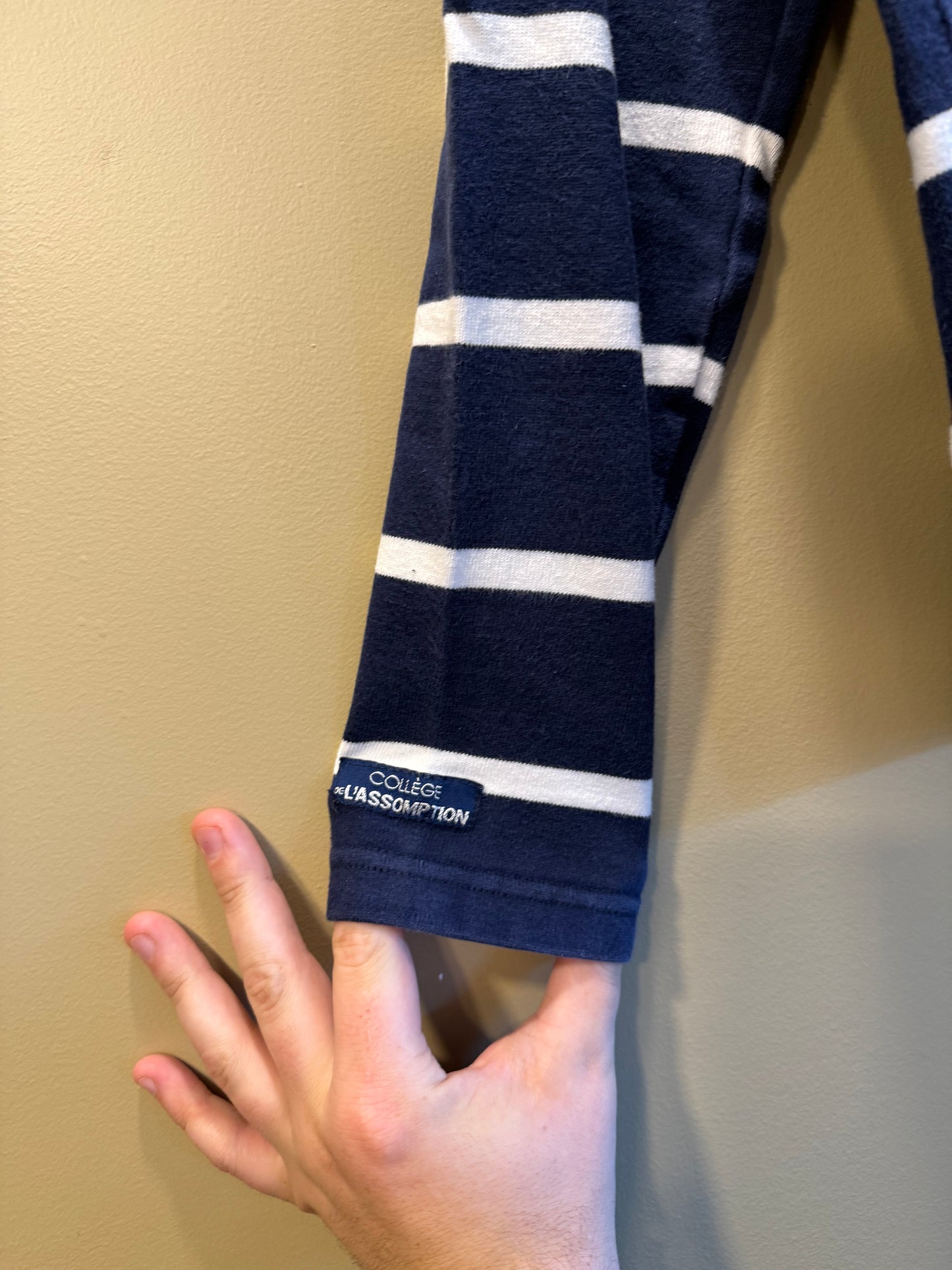 Vintage Collège de l'Assomption Blue Striped Rugby Shirt- S
