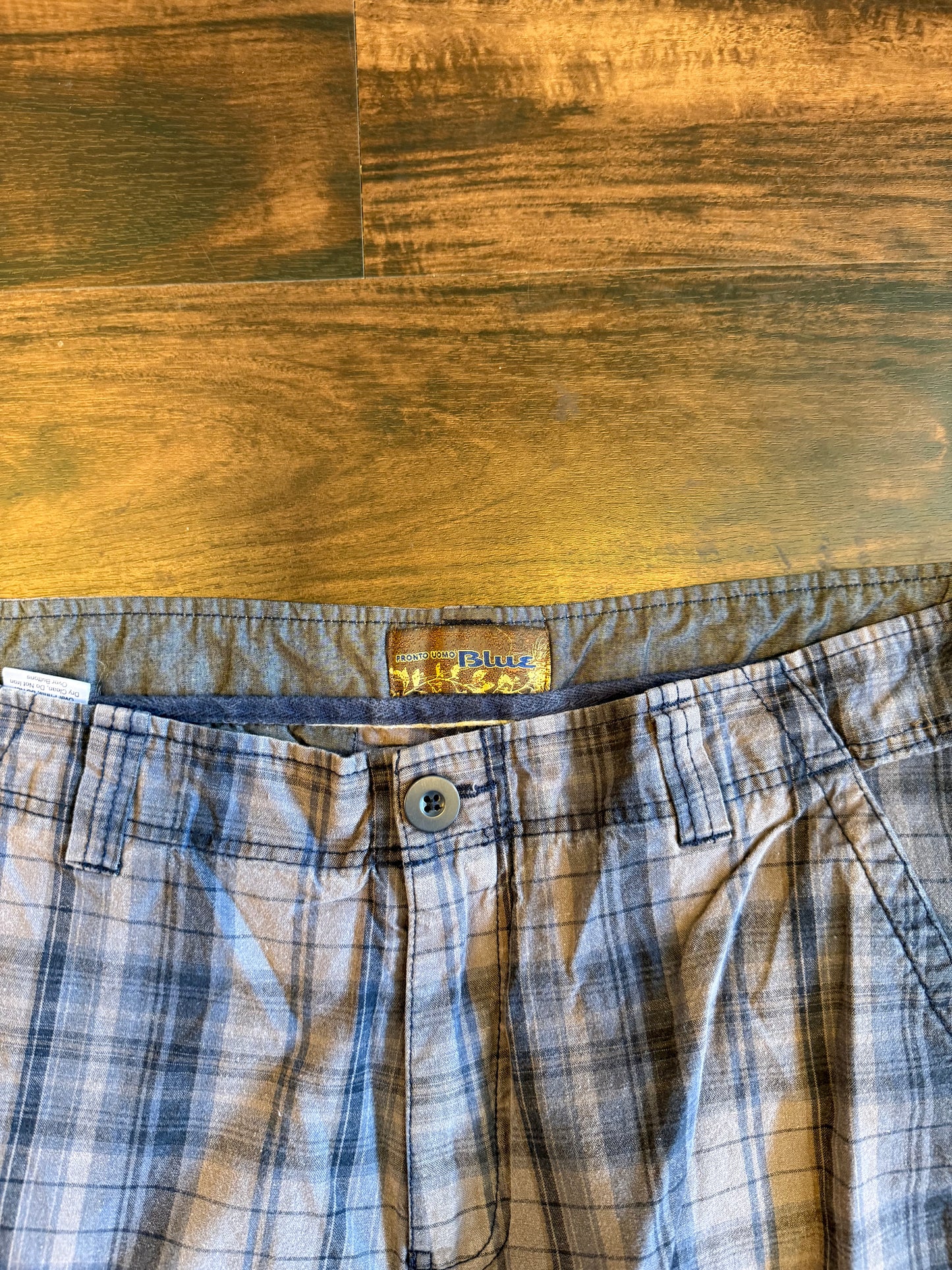 Vintage Pronto Uomo Blue Checkered Shorts- 38
