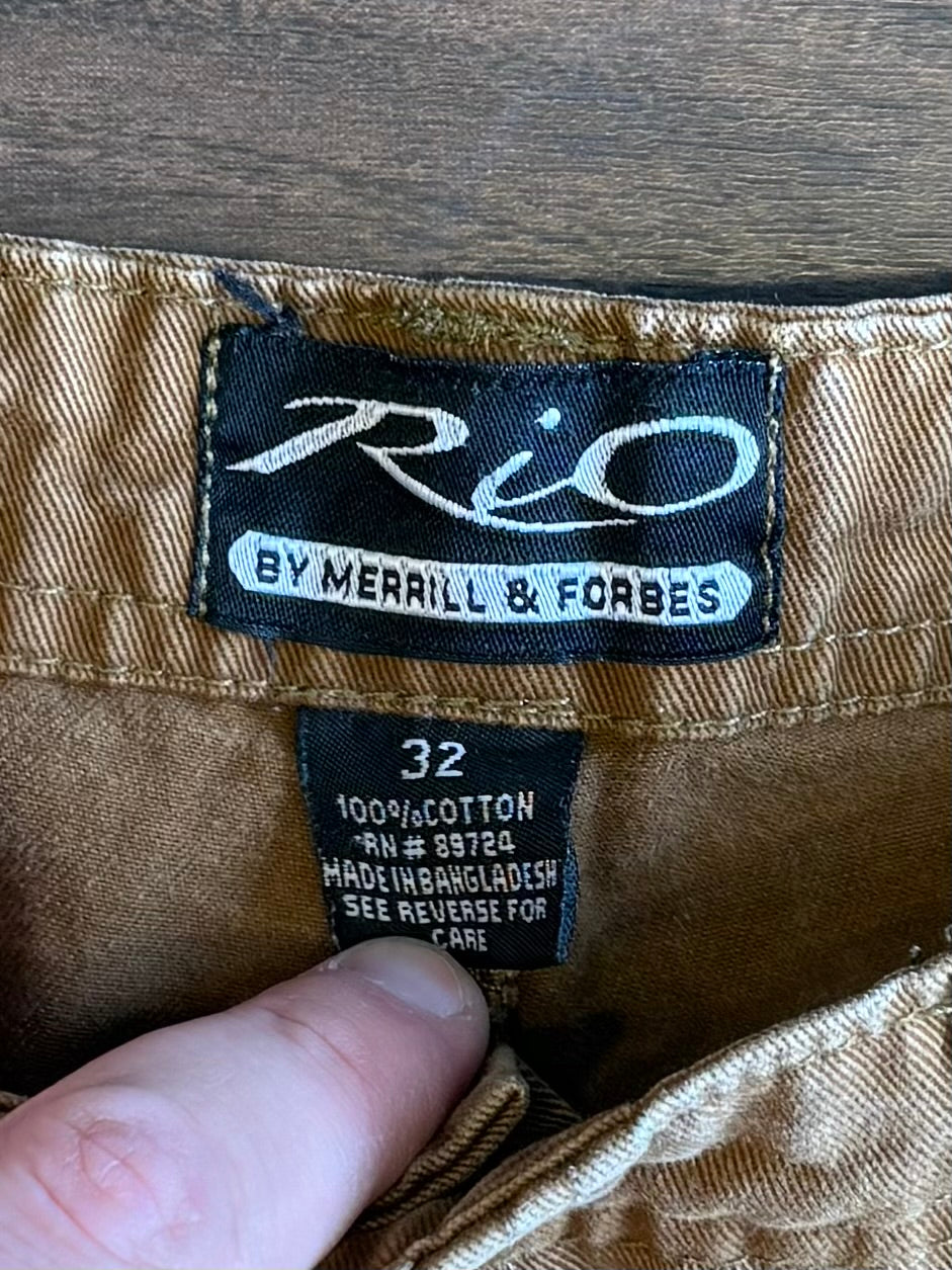 Vintage Rio Dark Tan Cotton Cargo Shorts- 30
