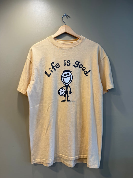 Vintage Life Is Good Volleyball Butter Yellow T-Shirt- M