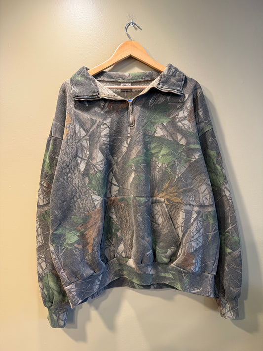 Vintage Liberty RealTree Hardwoods Camo Quarter-Zip Sweatshirt- XXL