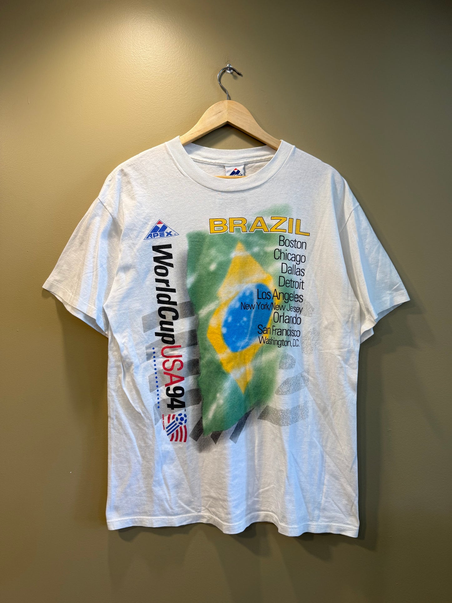 Vintage Apex One Brazil World Cup 94 White T-Shirt- L