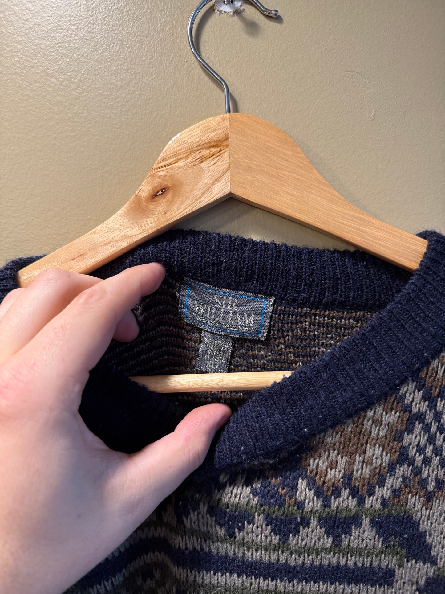 Vintage Sir William Crazy Patterned Knit Sweater- XL