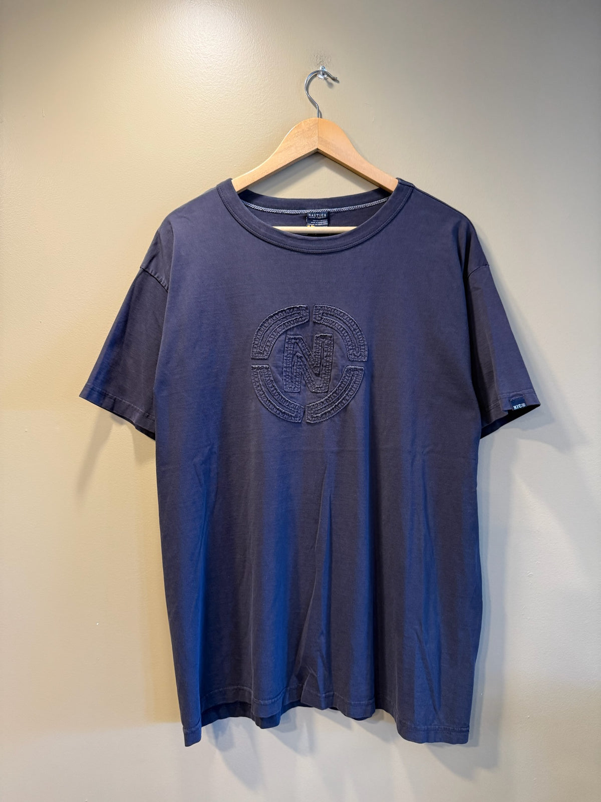 Vintage Nautica Jeans Logo Navy Blue T-Shirt - L