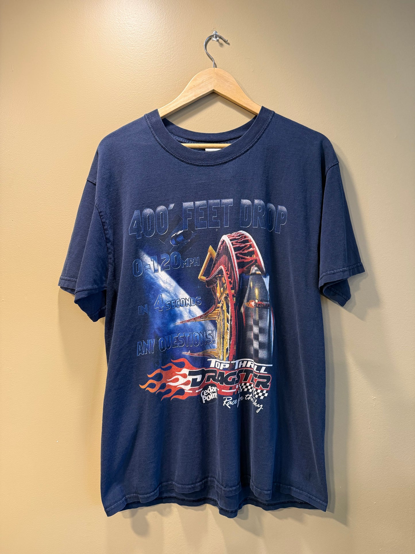 Vintage Y2K Cedar Point Top Thrill Dragster T-Shirt- L