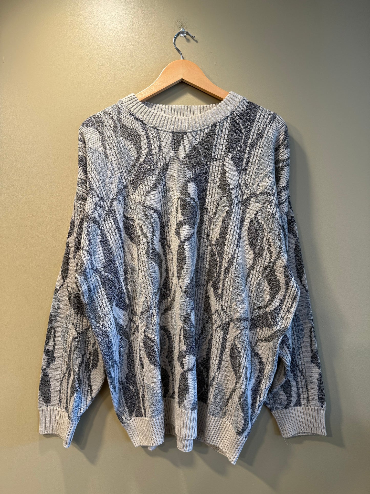 Vintage Tundra Bachrach 3D Knit Crème & Gray Sweater- XL
