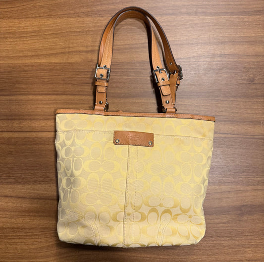 Vintage Coach F13077 Hampton Signature Yellow Tote Shoulder Bag