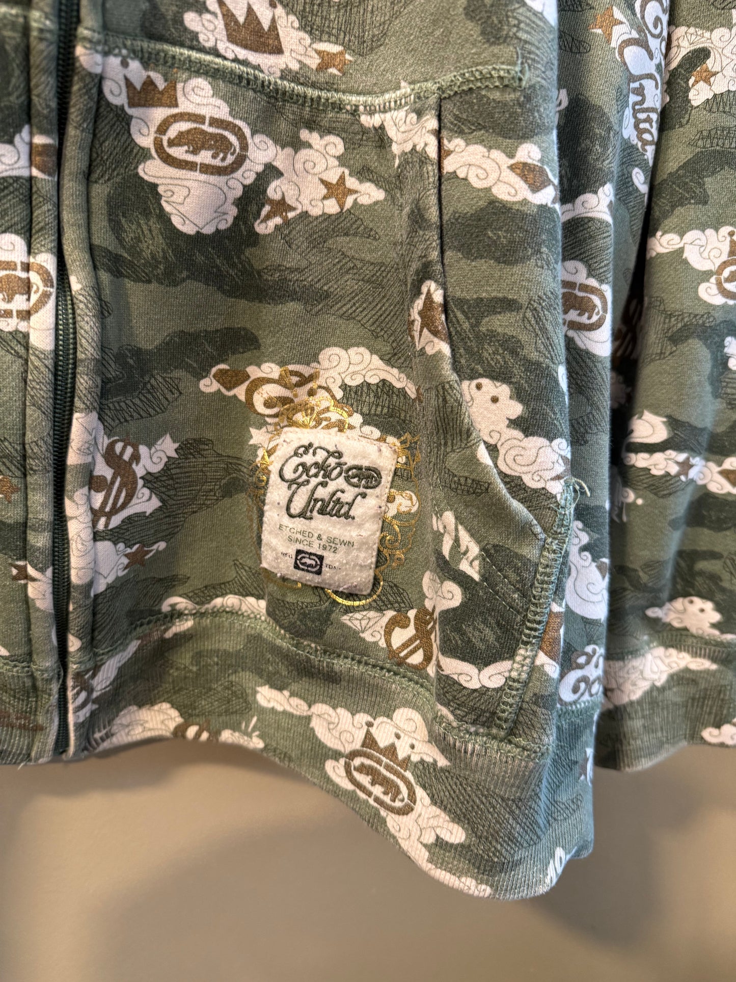 Vintage Y2K Ecko Unlimited Cash Camouflage Hoodie Sweatshirt- XXL