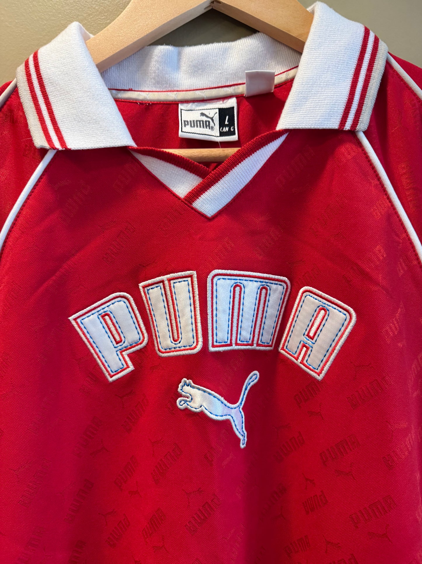 Vintage Puma Red White & Blue Soccer Football Jersey- M