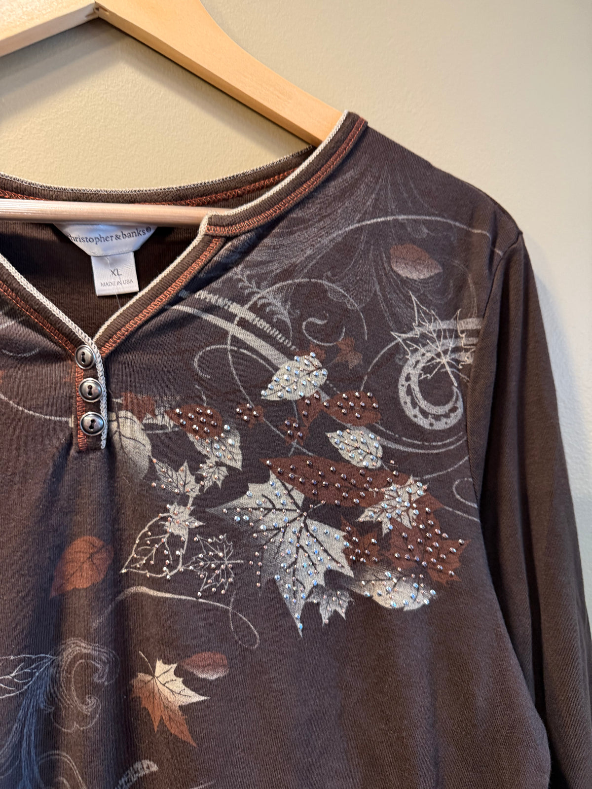 Vintage Christopher & Banks Fall Leaves Top- XL