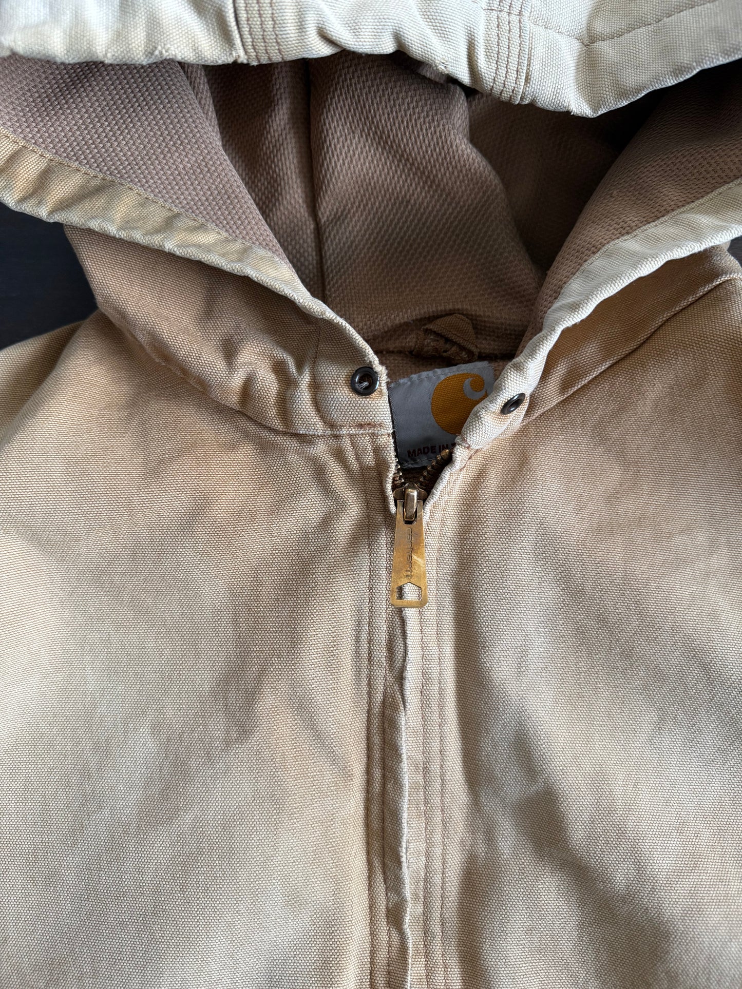 Vintage Carhartt Made In USA Hooded Tan Jacket- L