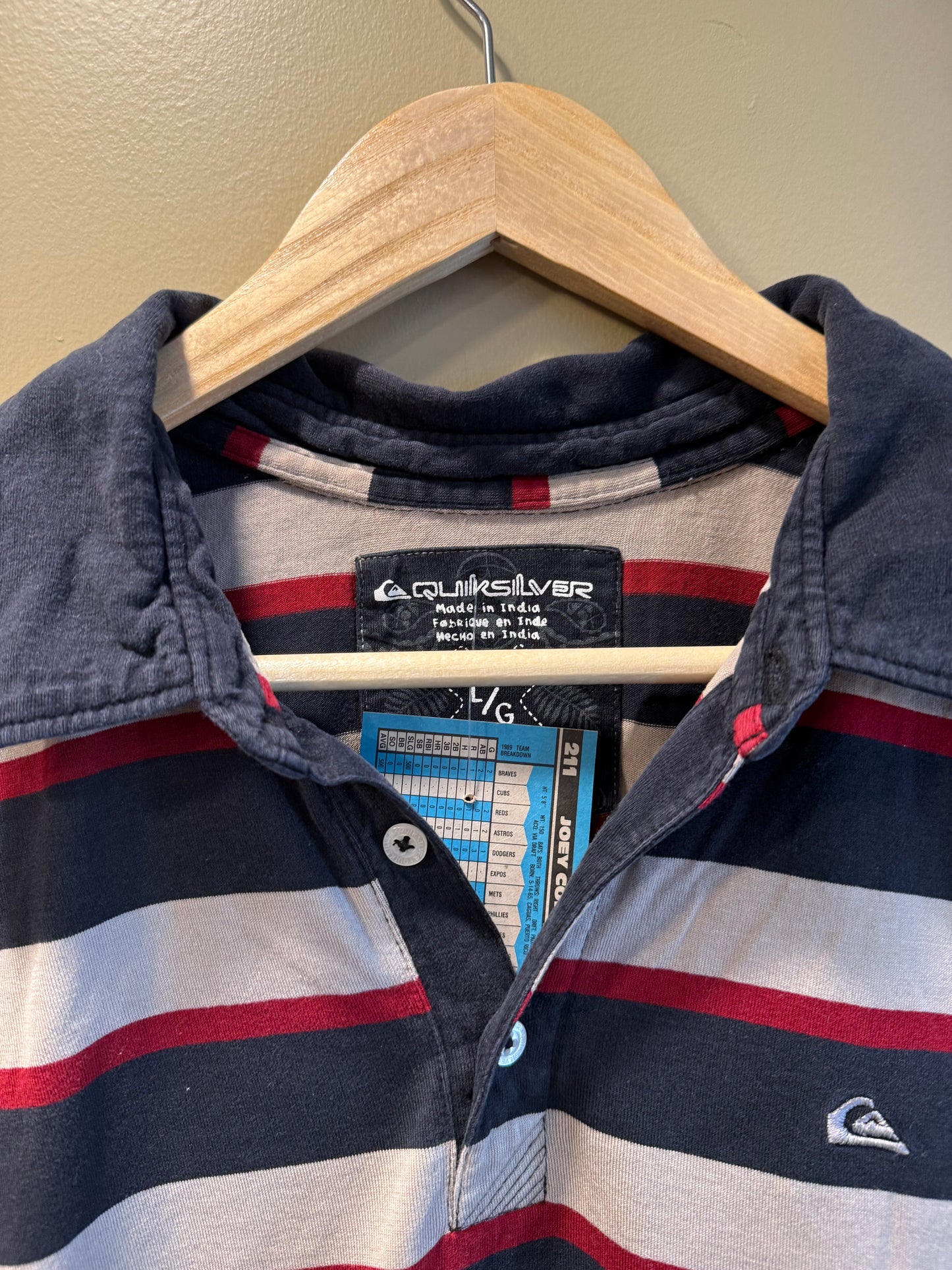 Vintage Quiksilver Striped Polo Shirt- L