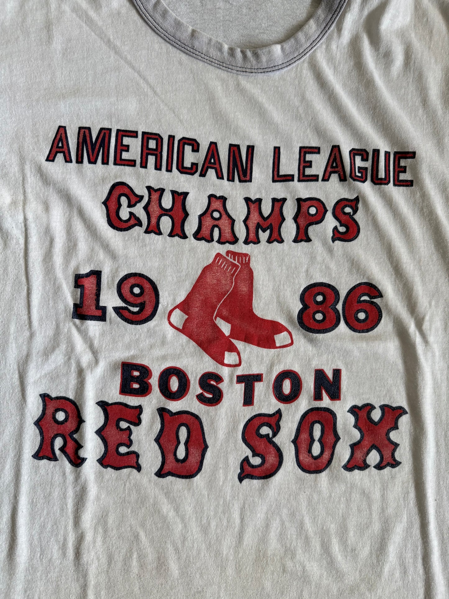 Vintage Boston Red Sox 1986 American League Champs Ringer T-Shirt- M