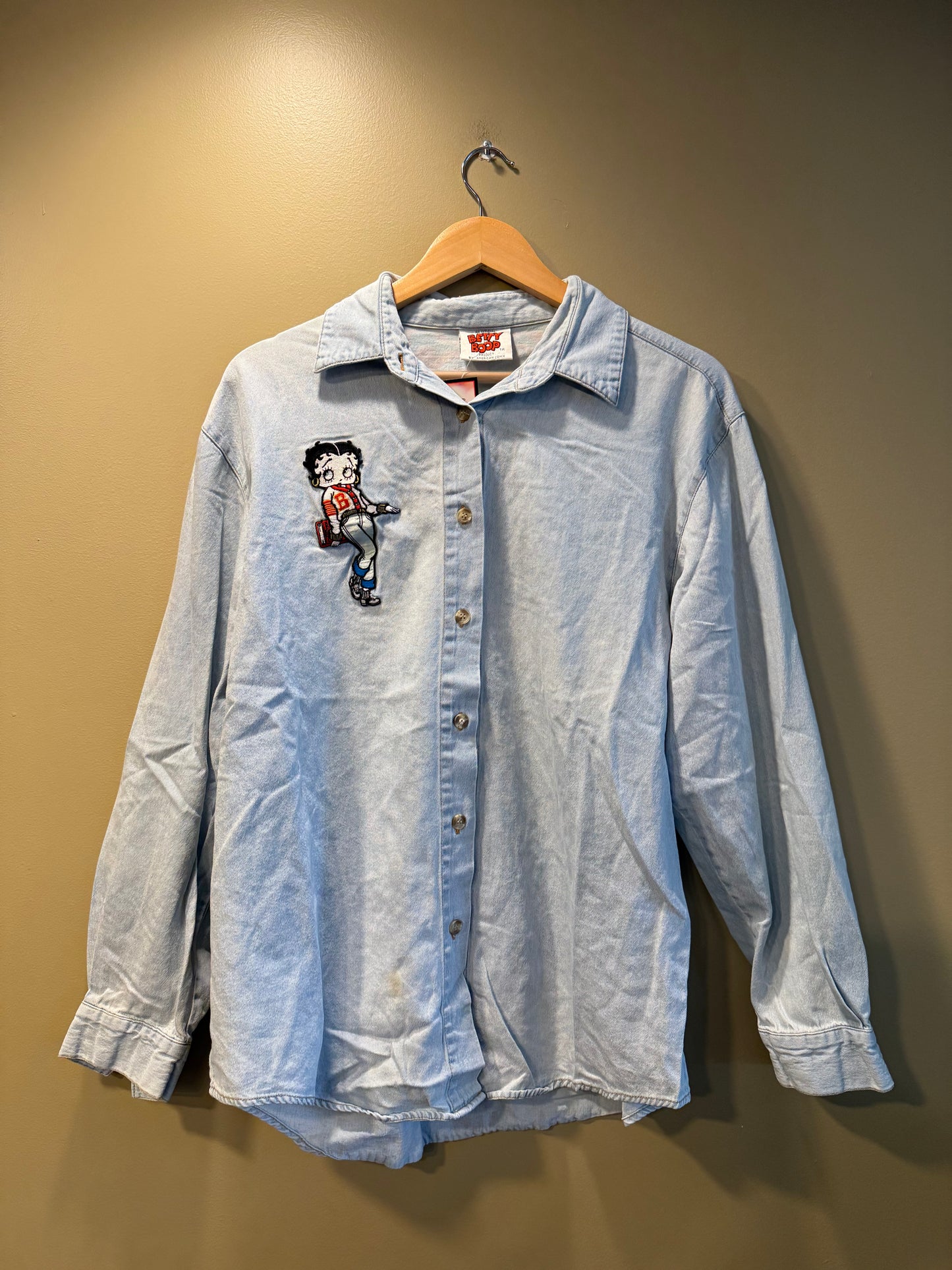 Vintage Betty Boop Denim Button-Up Shirt- M