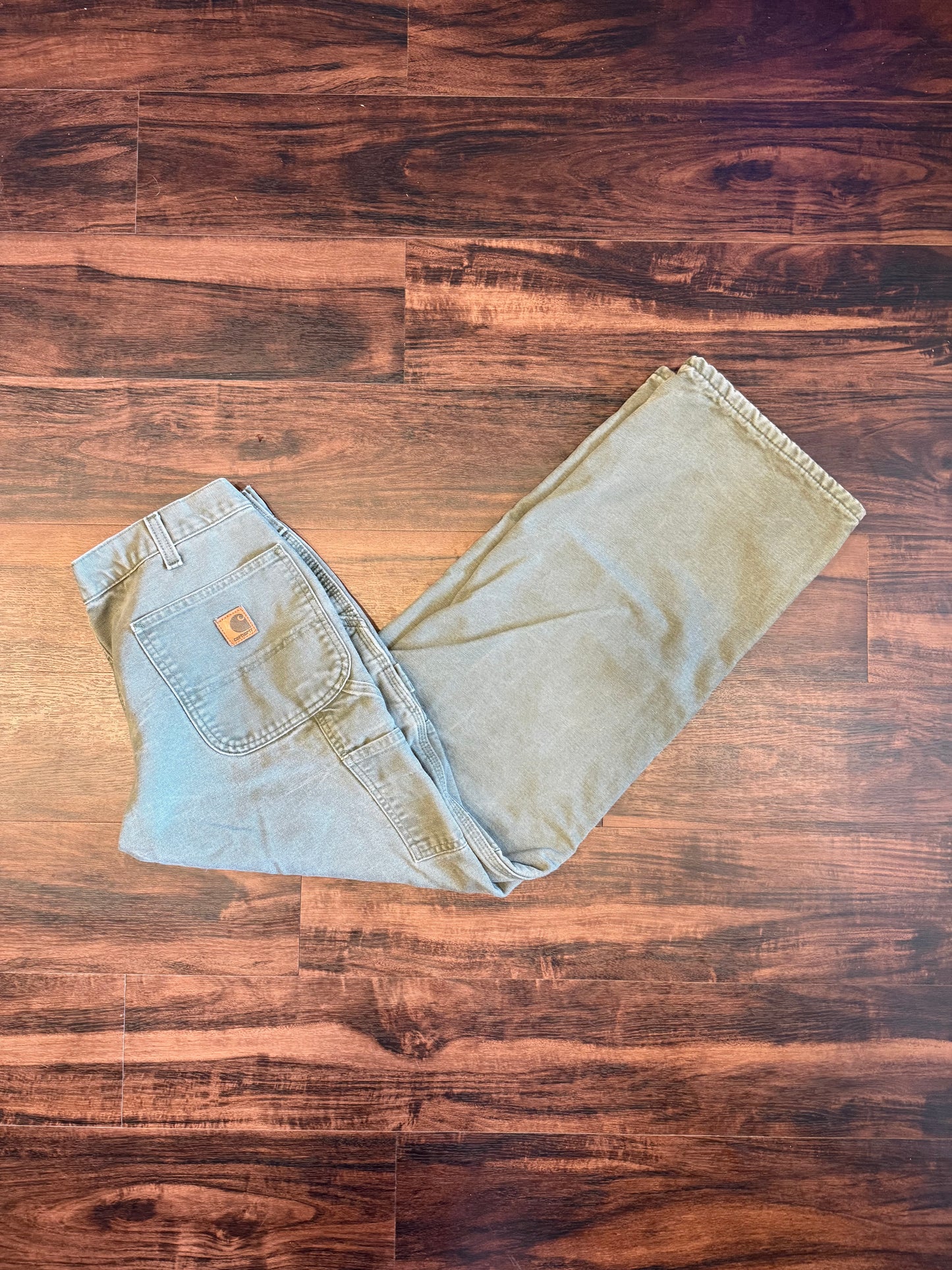 Vintage Carhartt Olive Green Flannel Lined Carpenter Pants- 34x30