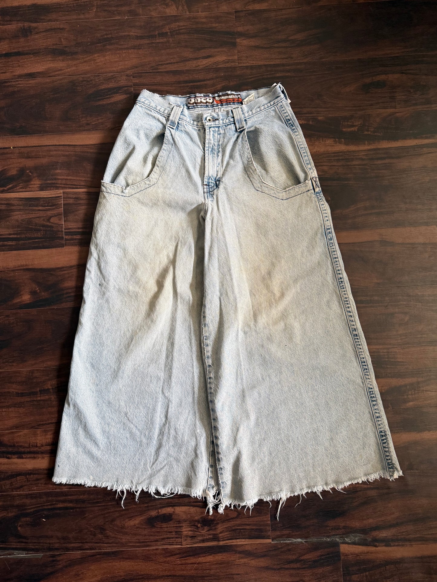 Vintage Y2K JNCO Baggy Streetwear Light Wash Mammoth Wide Leg Denim Jeans- 31x28