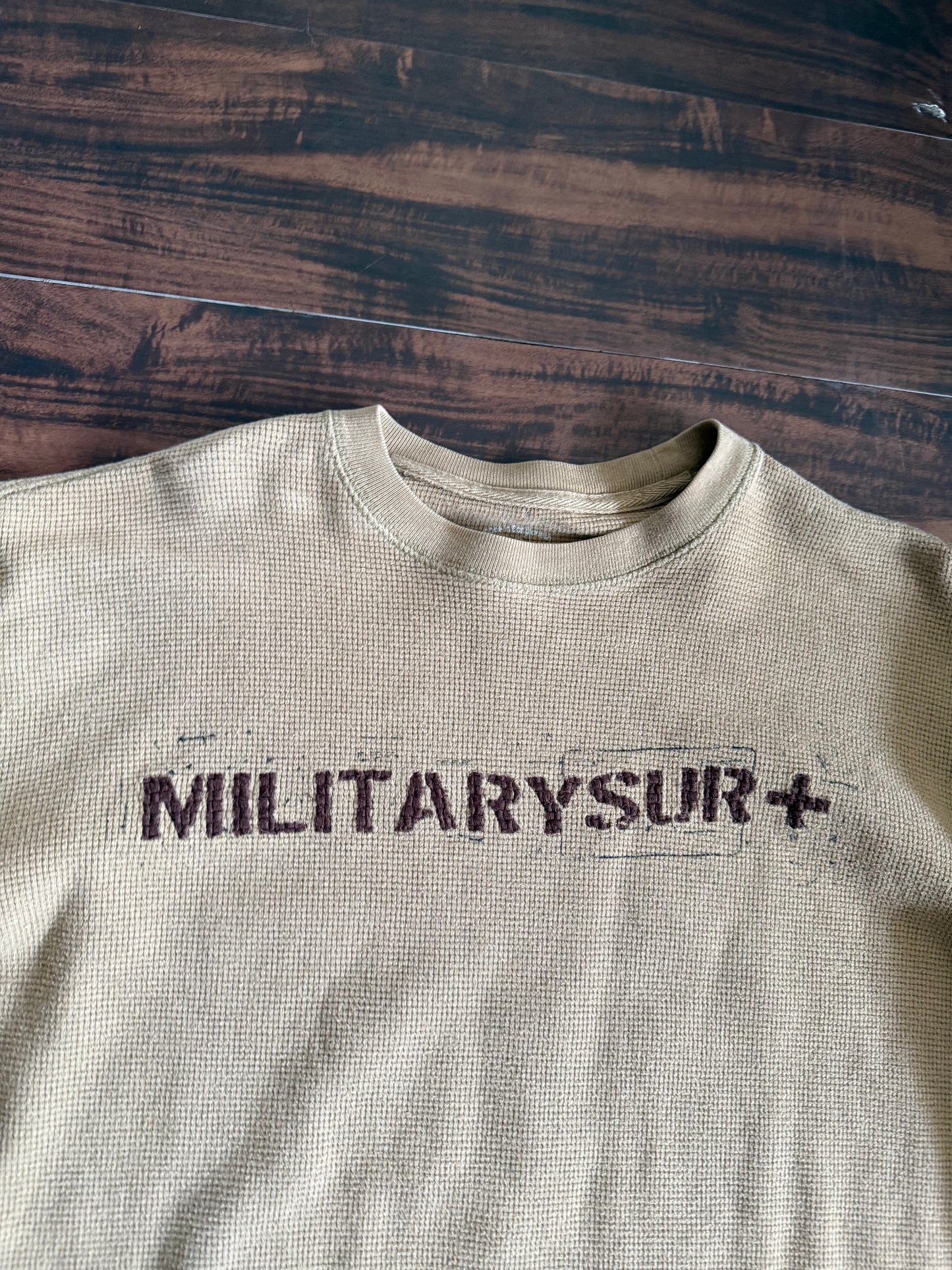 Vintage Military Surplus Earth Tone Thermal Longsleeve T-Shirt- L