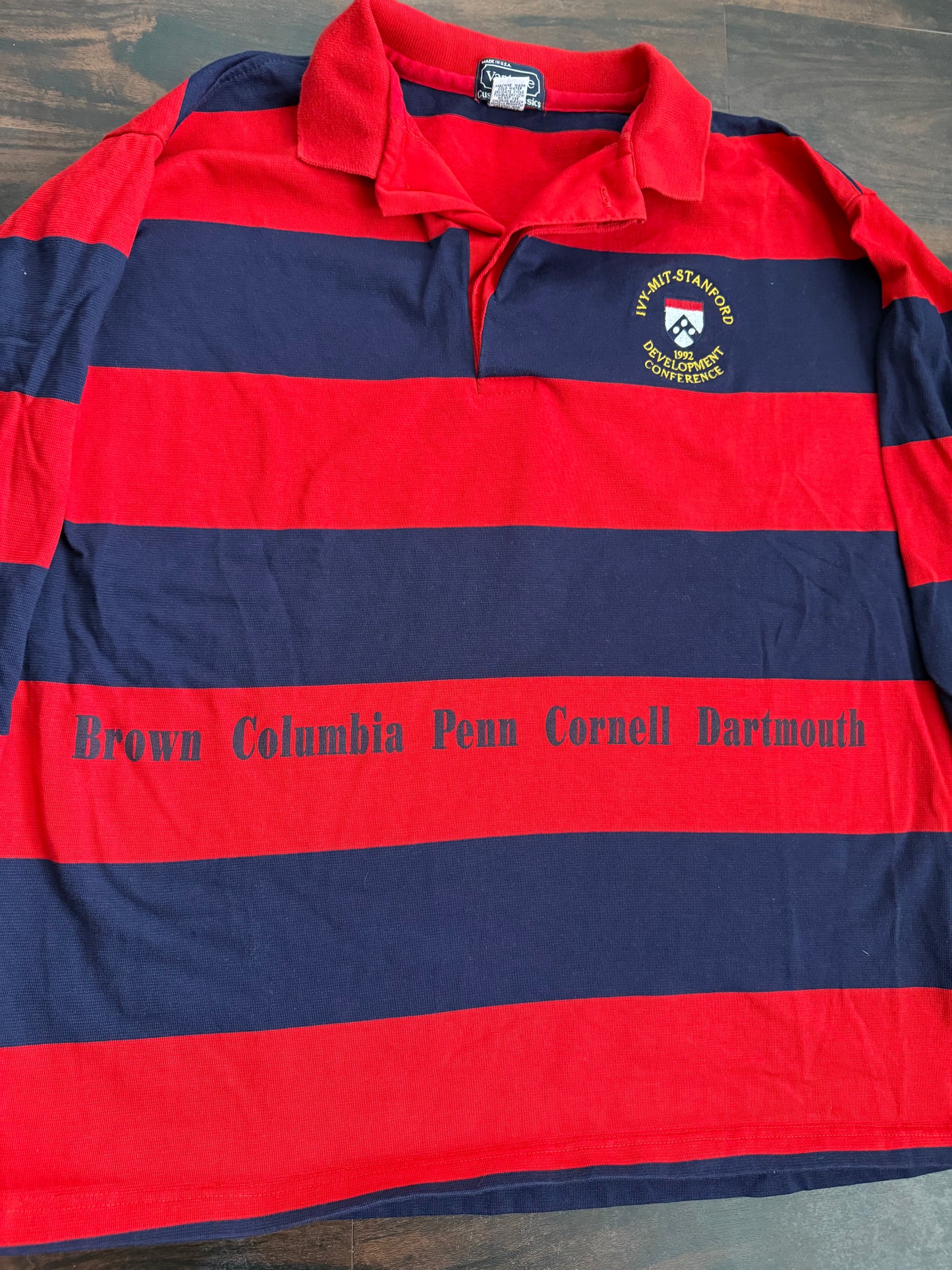 Vintage 1992 Ivy League Development Conference Striped Rugby Shirt- XL