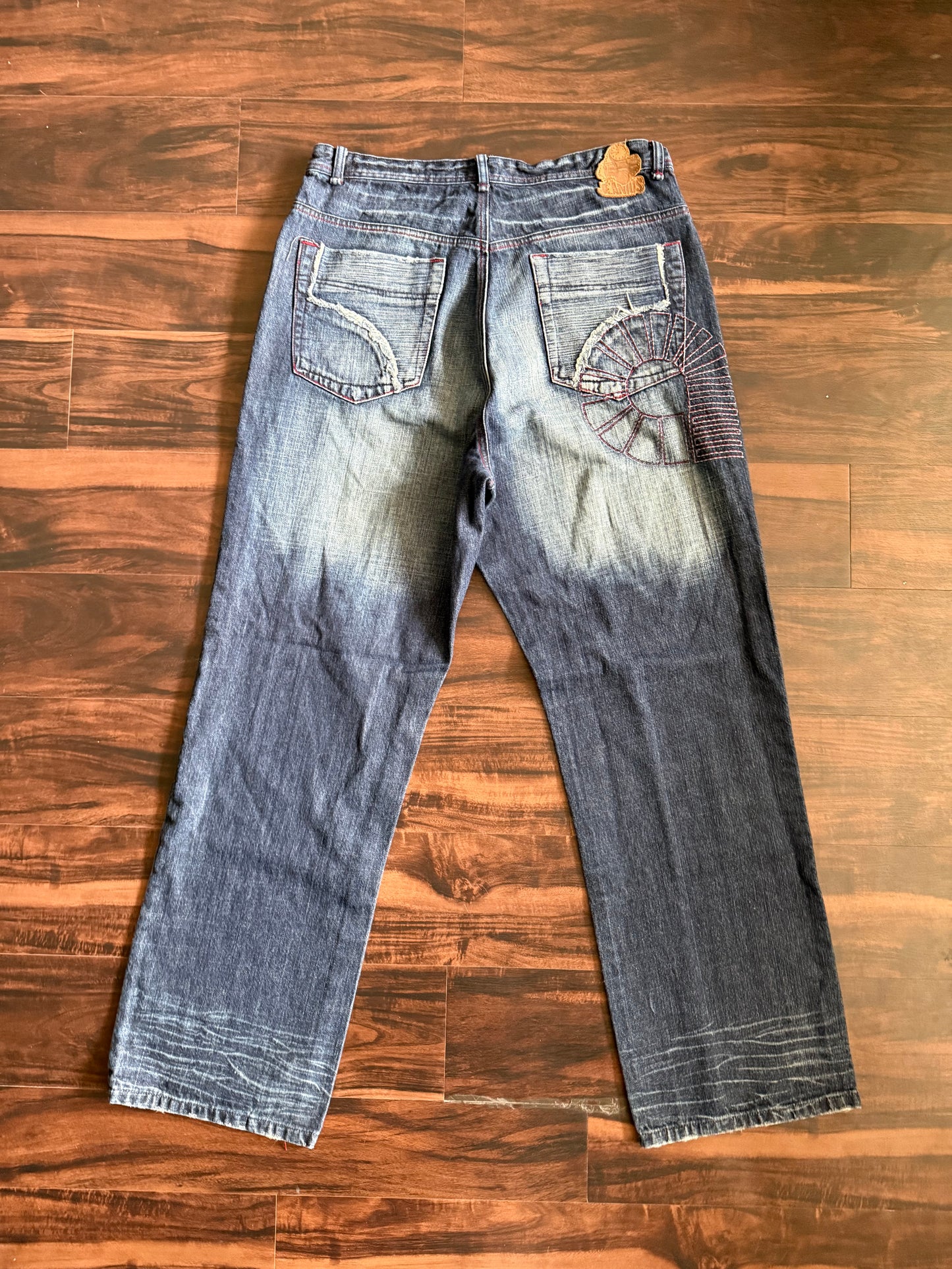 Vintage Y2K Akademiks Dark Wash Big Logo Denim Jeans- 36x35