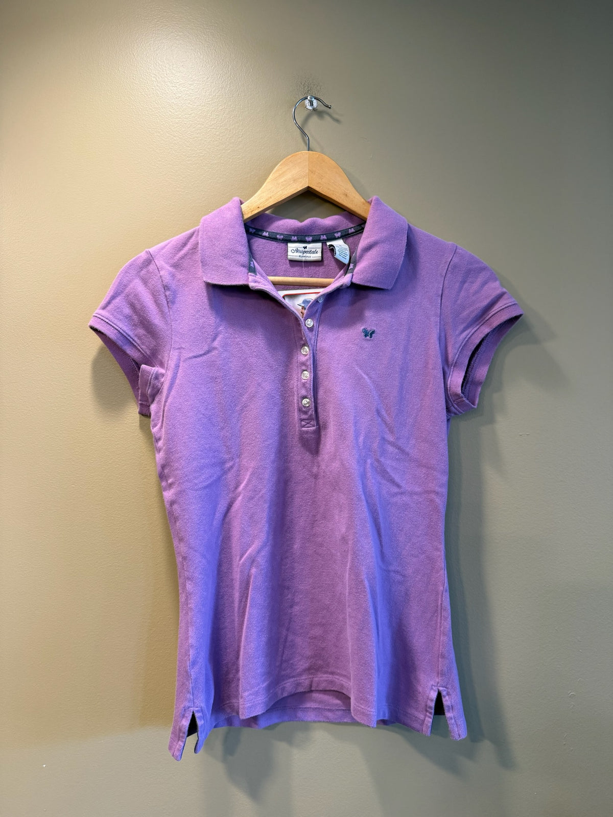 Vintage Y2K Aeropostale Purple Woman’s Fitted Polo T-Shirt - L