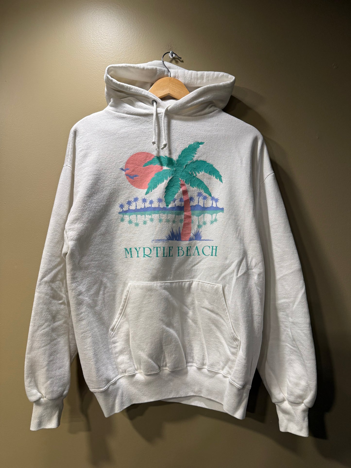 Vintage Myrtle Beach White Hoodie Sweatshirt- S/M