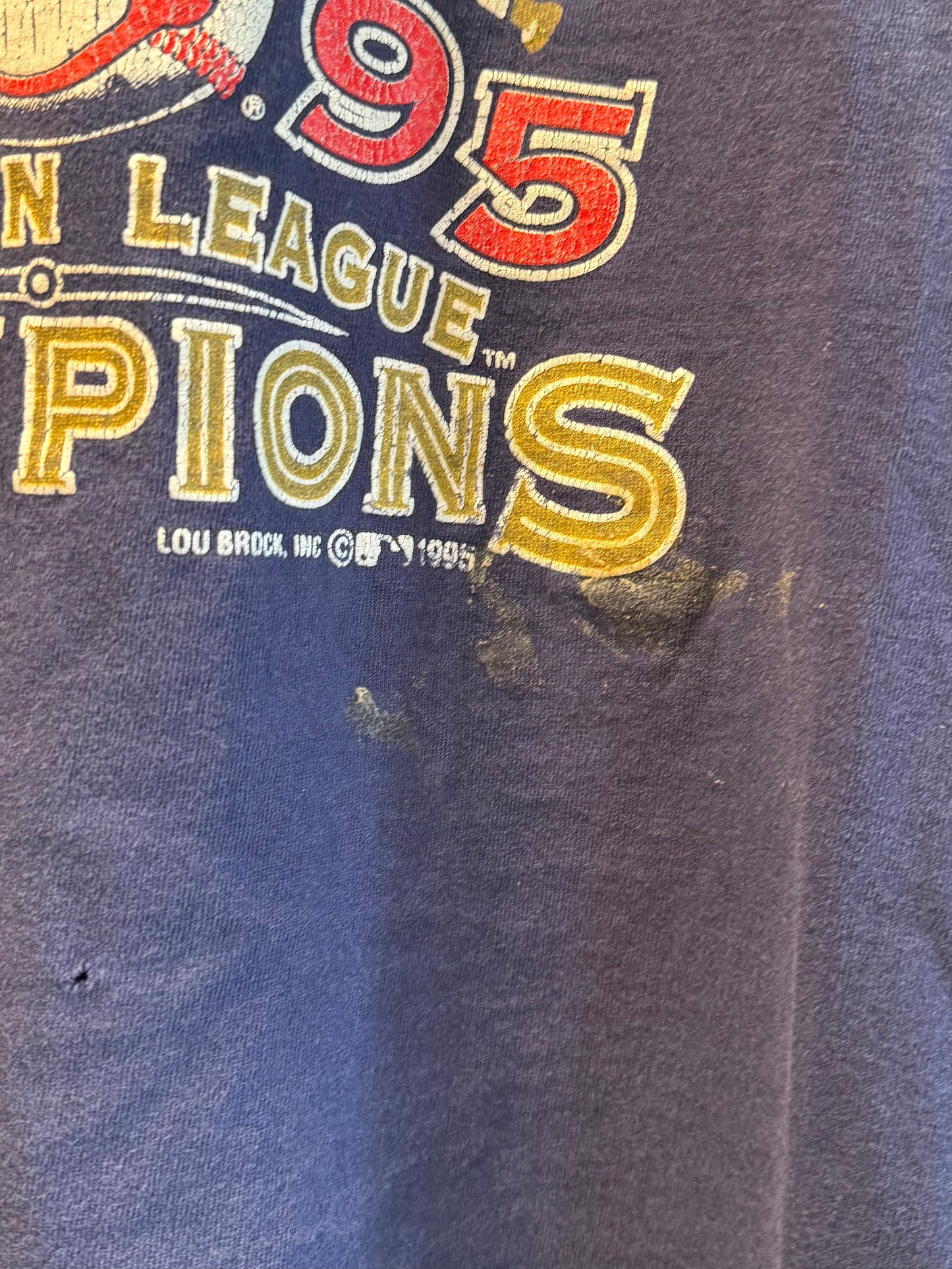 Vintage Cleveland Indians American League Champions Navy Blue T-Shirt- L
