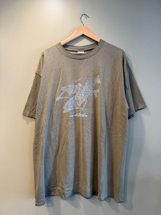 Vintage Walleye Olive Green Faded Graphic Distressed T-Shirt- XXL