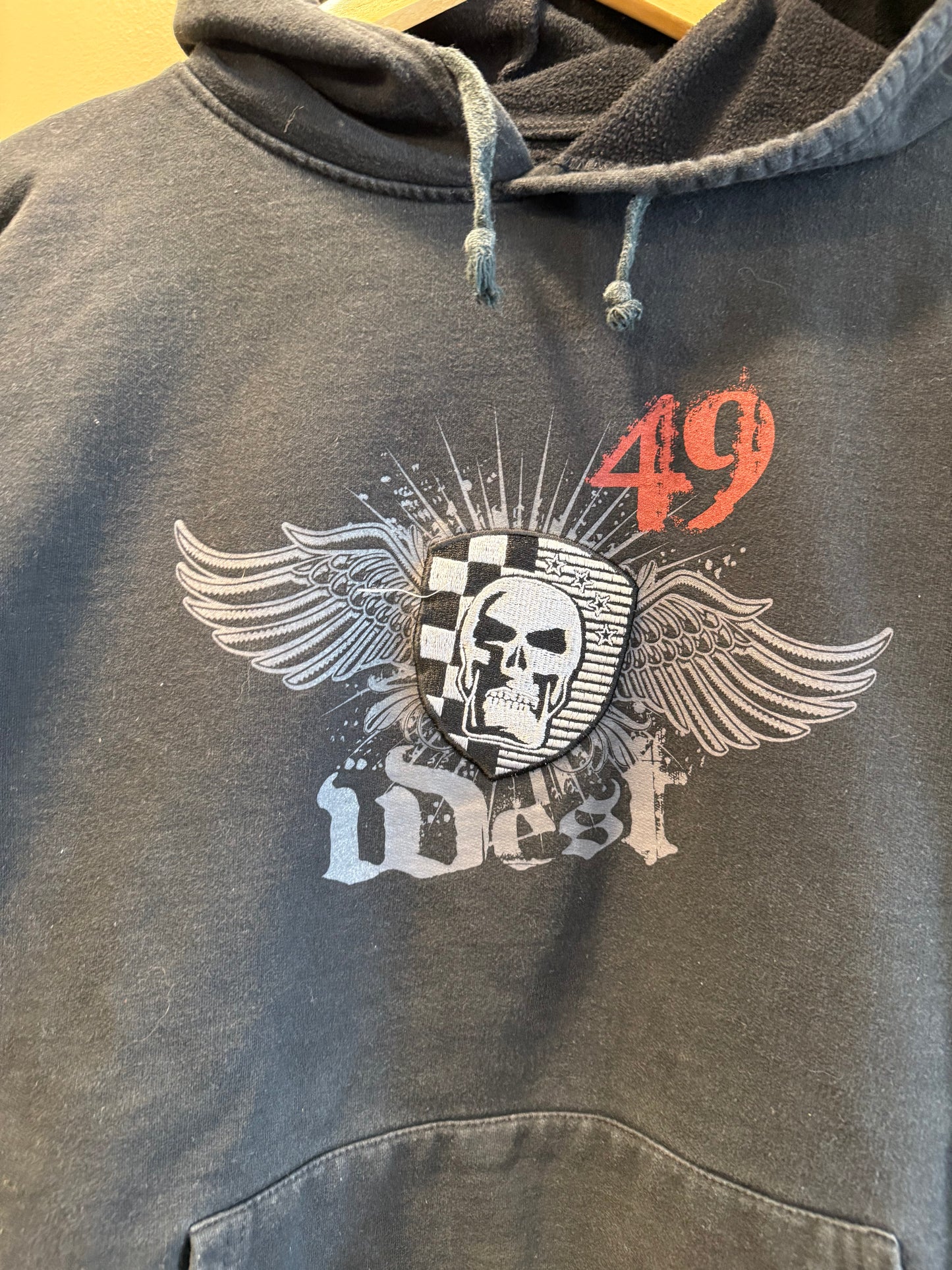 Vintage Y2K West 49 Black Skull Hoodie Sweatshirt- M