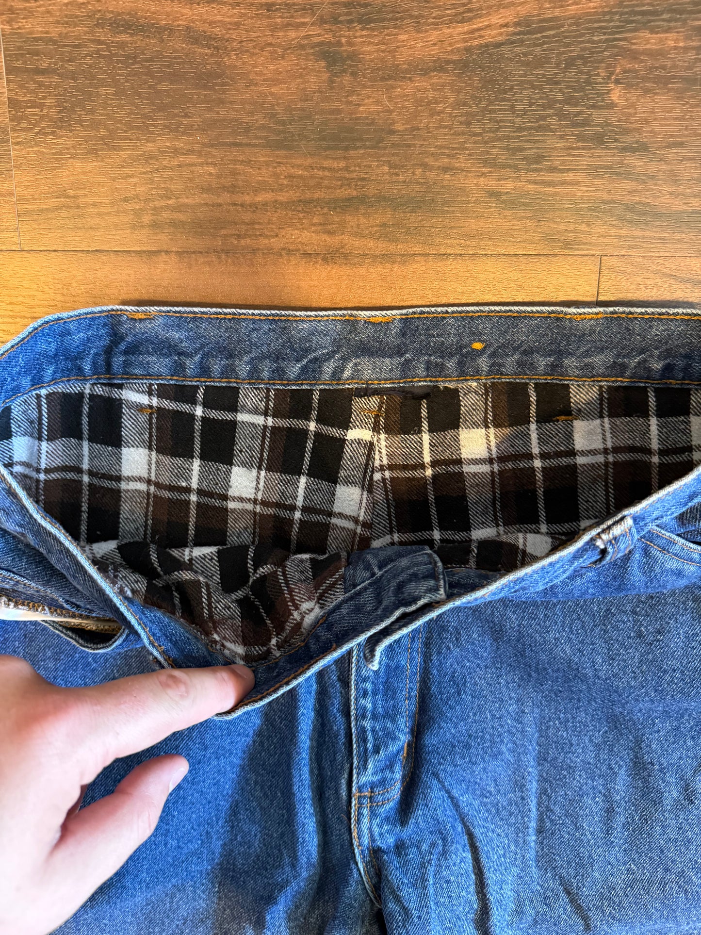 Vintage Flannel Lined Dark Wash Carpenter Jeans- 34x29