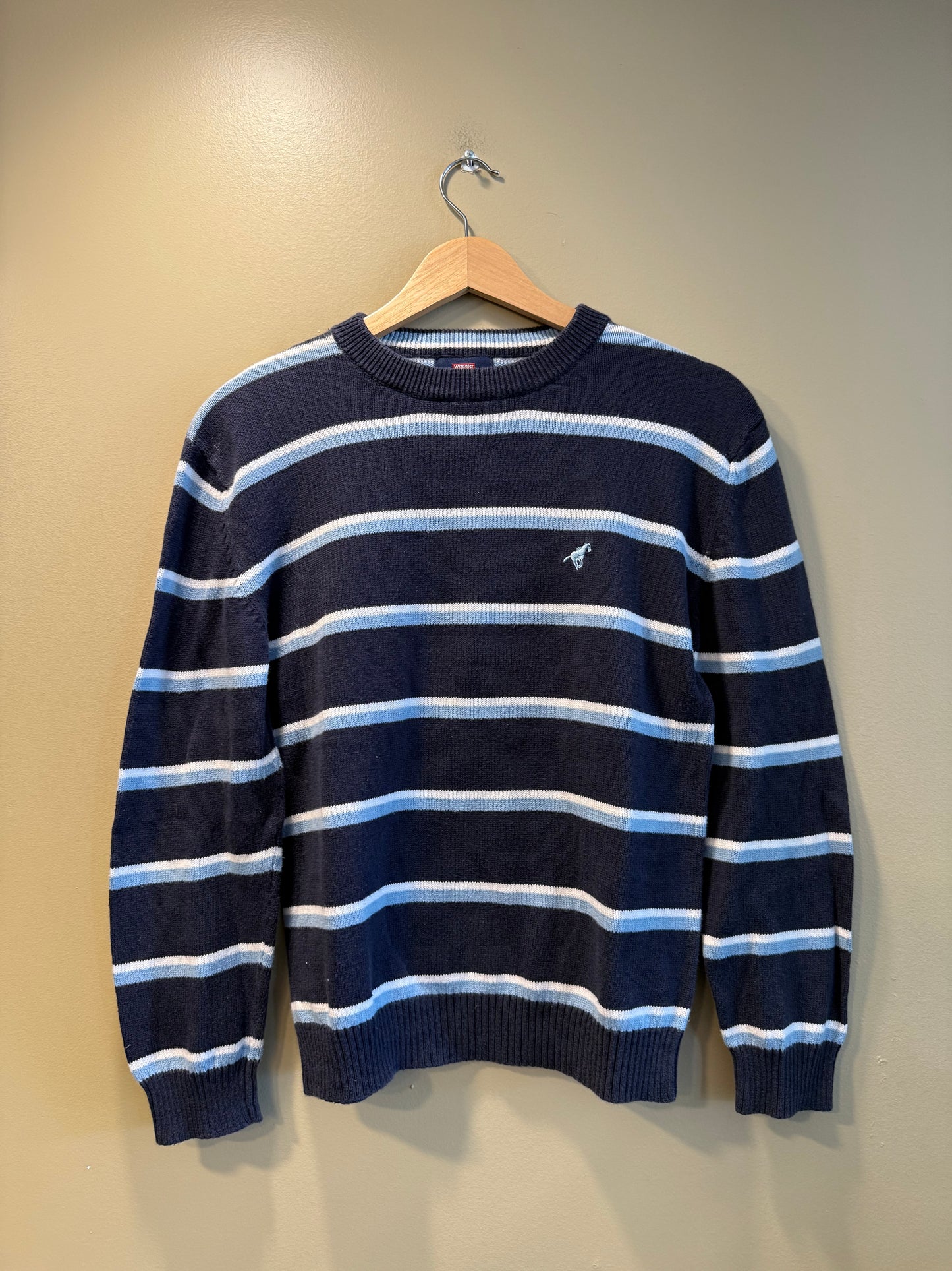 Vintage Wrangler Jeans Striped Horse Embroidered Sweater- M