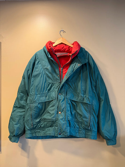 Vintage Evan Picone Green & Red Puffer Jacket- L