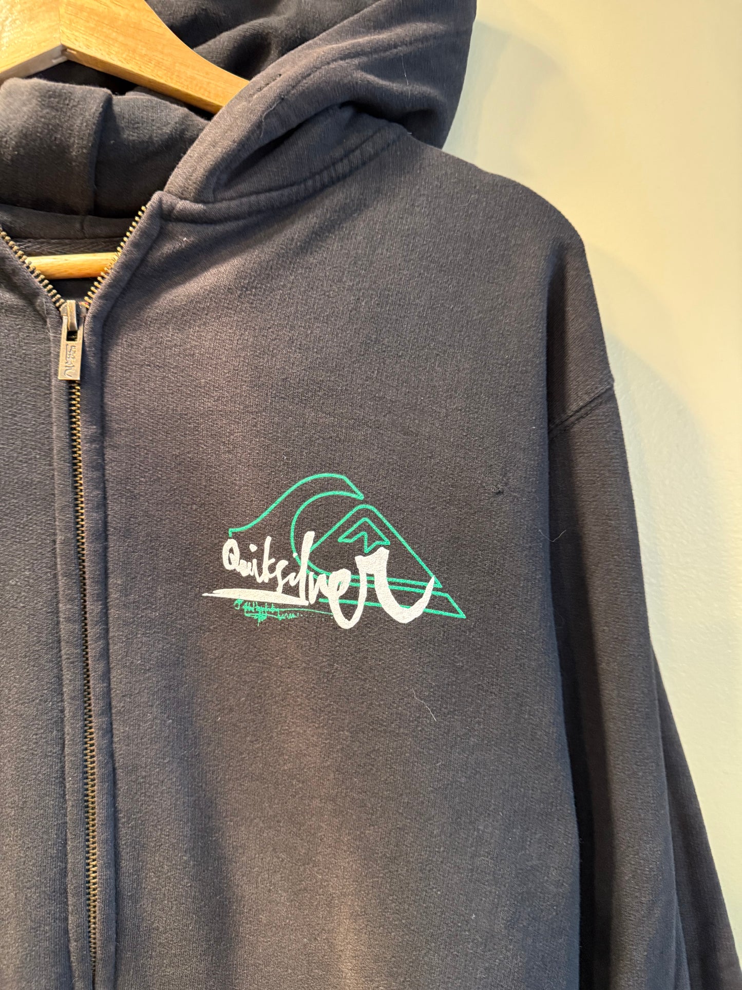 Vintage Quiksilver Big Logo Zip-Up Hoodie Sweatshirt- M