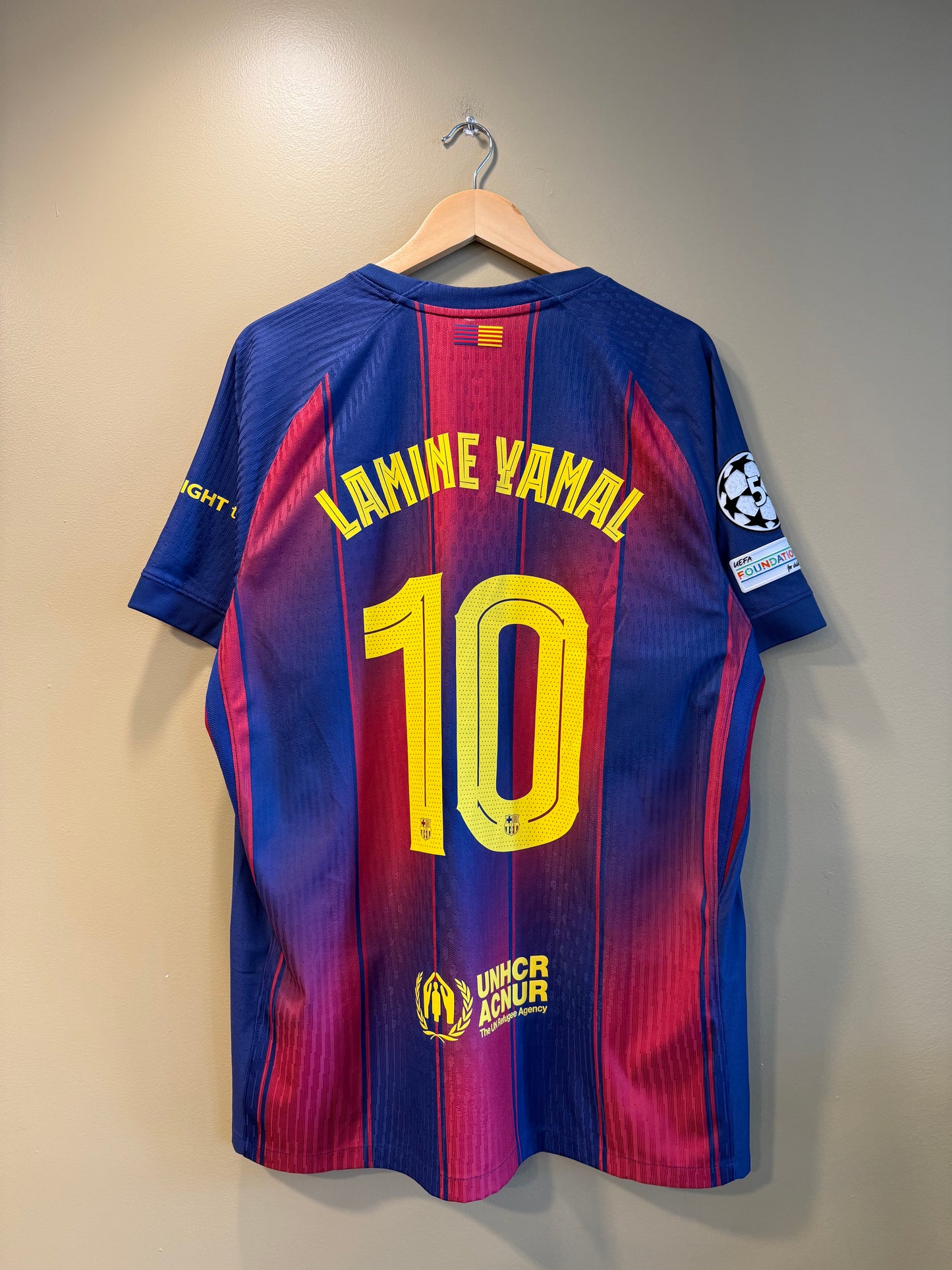 Nike 25/26 Authentic FC Barcelona Lamine Yamal EUFA & Champions League Patch Home Football Soccer Jersey- XL