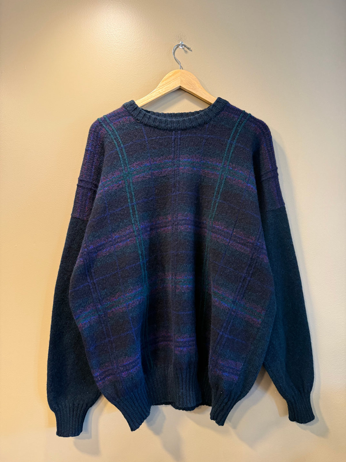Vintage Scott Officer Lambswool Checkered Sweater- XL