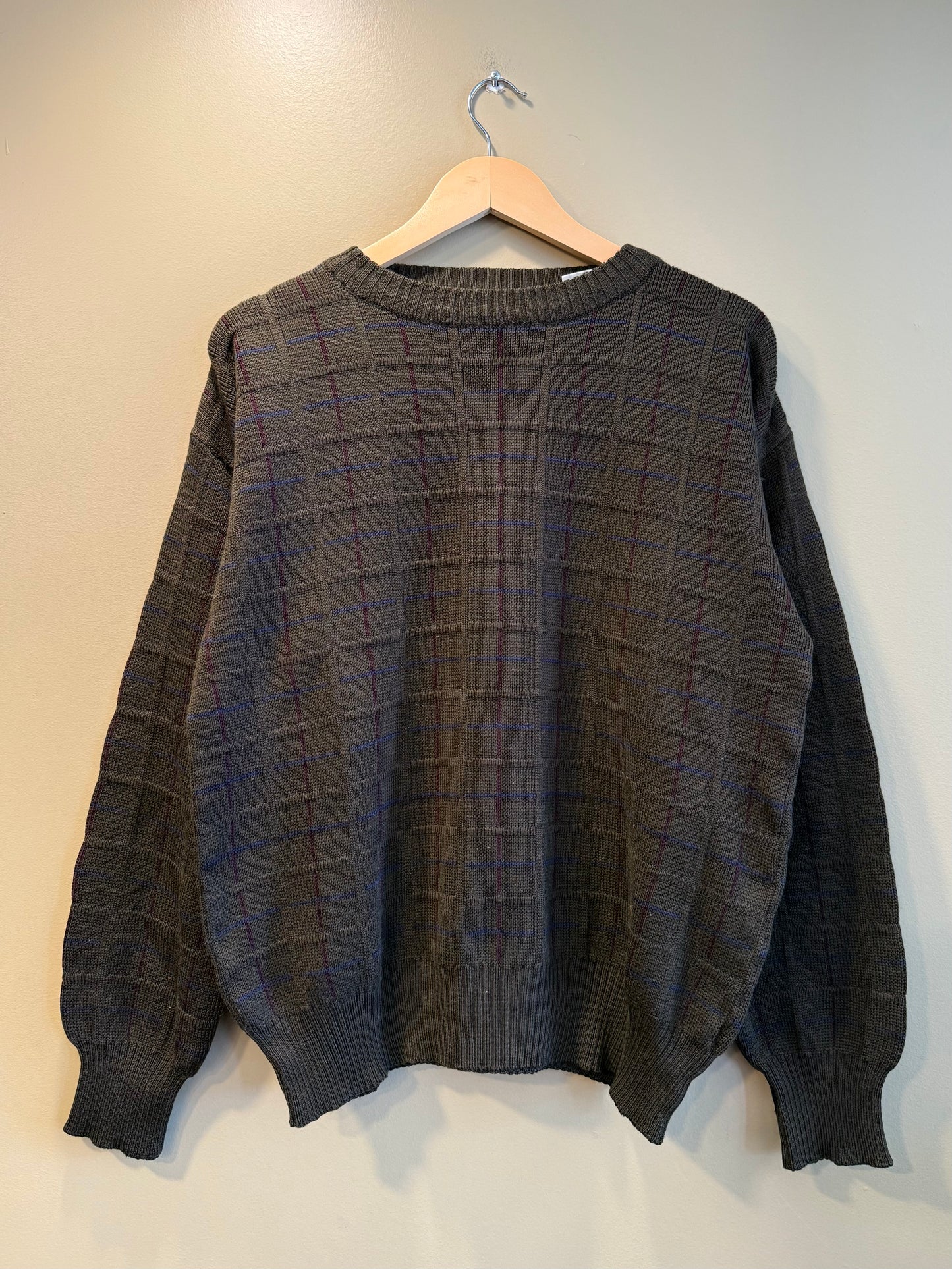 Vintage Charter Collection Brown Checkered Sweater- M
