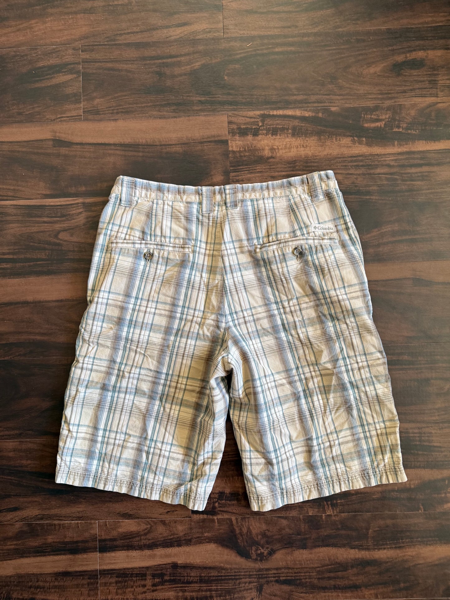 Vintage Columbia Tan Checkered Shorts- 34