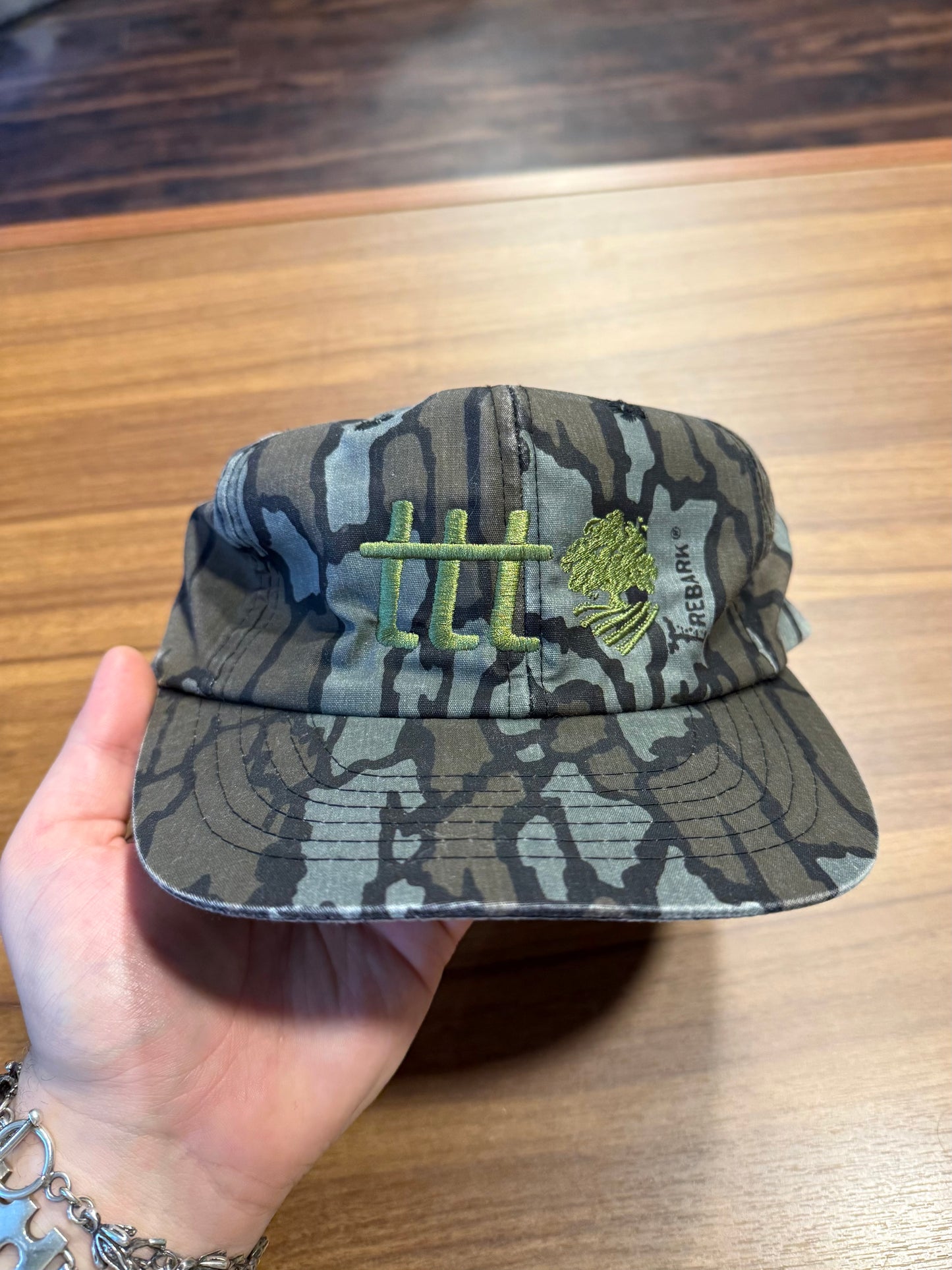 The Thrifting Tree Bark Camouflage Snap Back Hat