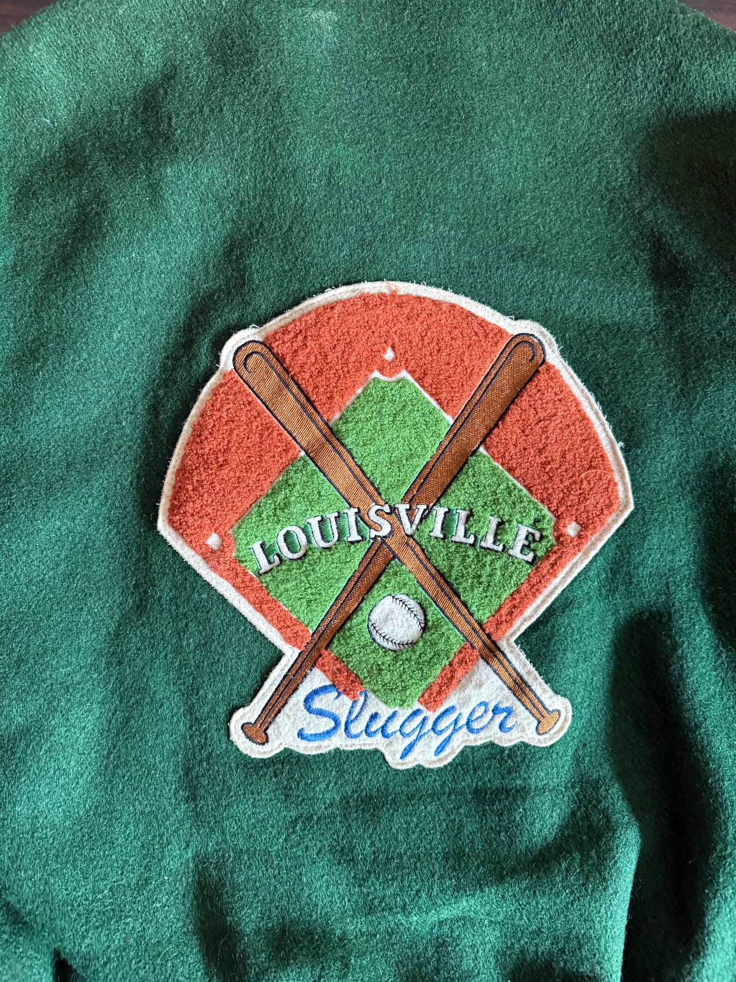 Vintage Louisville Slugger Leather & Wool Baseball Varsity Jacket- L