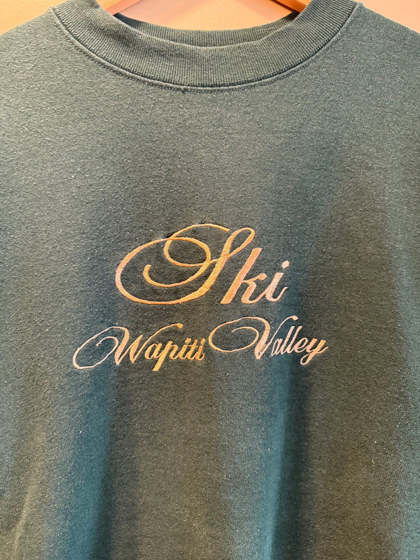 Vintage Ski Wapiti Valley Green Crewneck Sweatshirt- XL