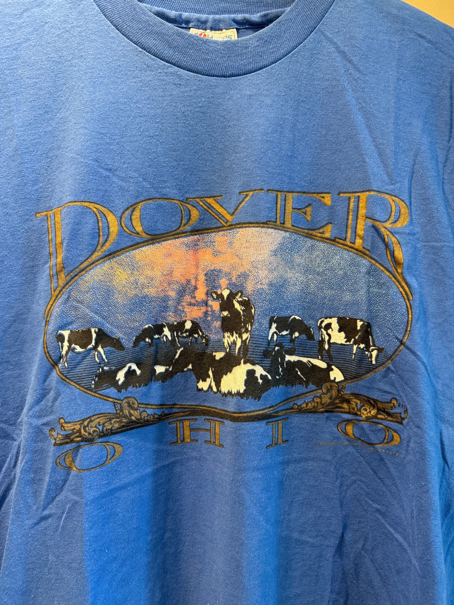 Vintage Dover Ohio Cows Blue T-Shirt- M