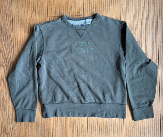 Vintage Gap Denim Distressed Green Crewneck Sweatshirt- L