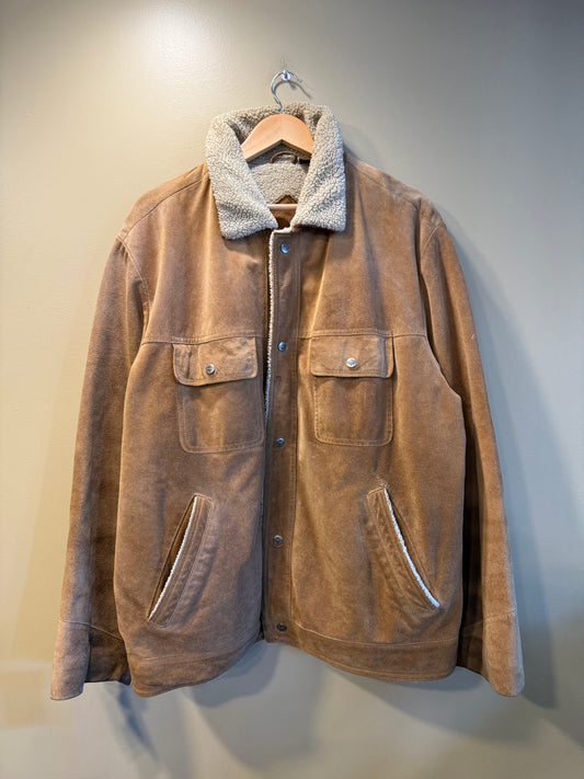 Vintage Outfitters Tan Sherpa Lined Leather Jacket- XL