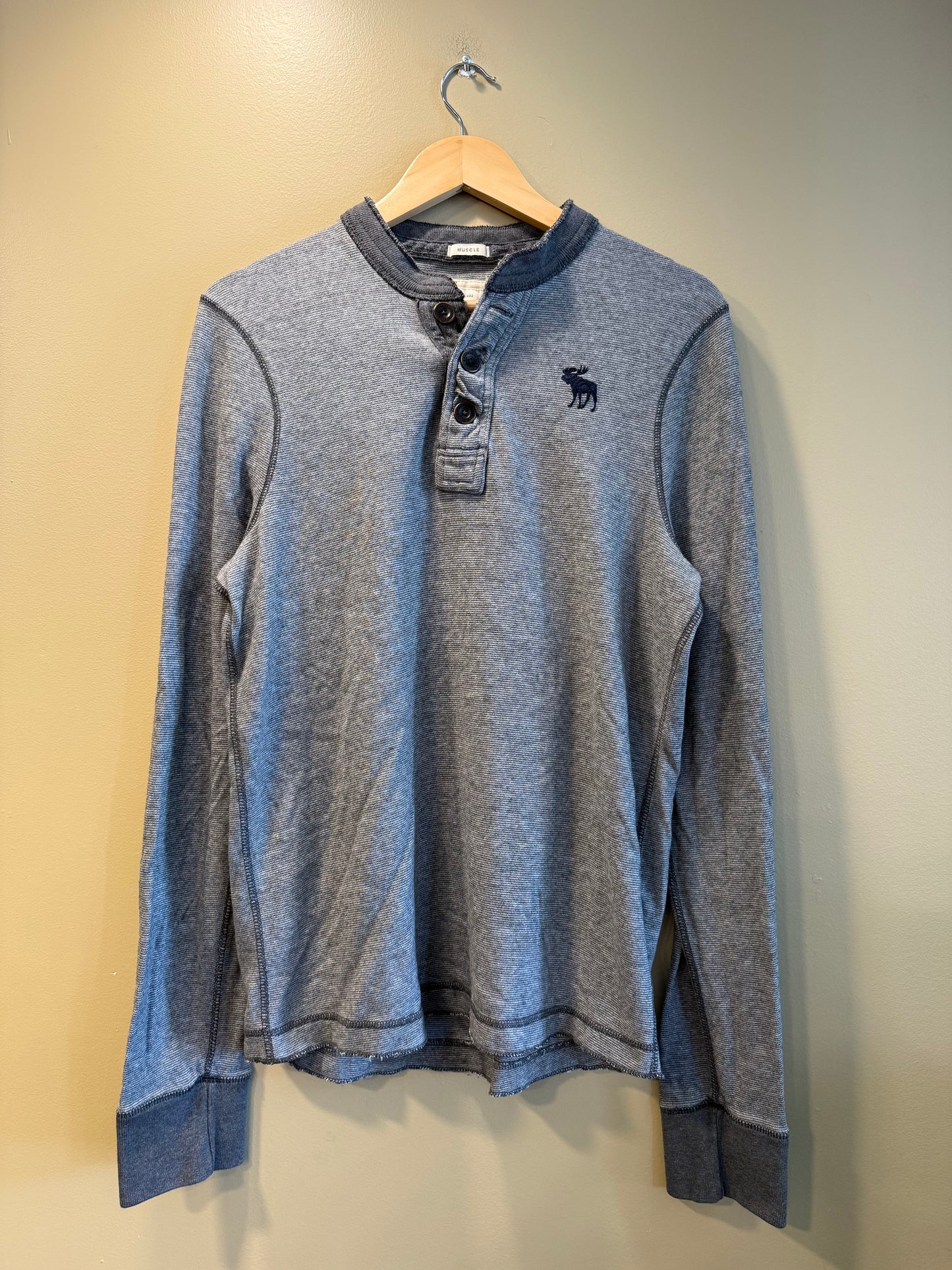Vintage Abercrombie & Fitch Moose Black Striped Long Sleeve T-Shirt- L