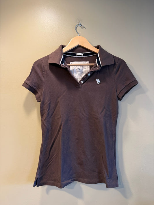 Vintage Y2K Abercrombie & Fitch Brown Woman’s Fitted Polo T-Shirt - L