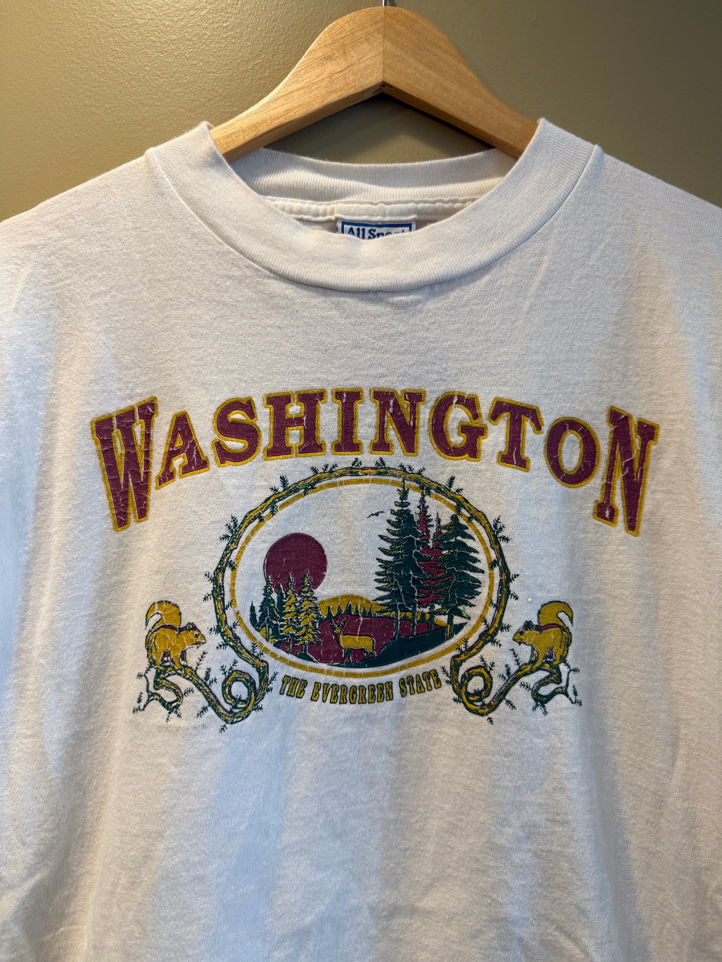 Vintage Washington Evergreen State Nature T-Shirt- L